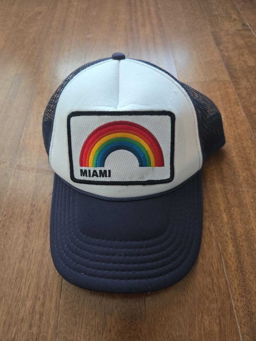 Aviator Nation Hat Black Miami Rainbow Trucker Snapback